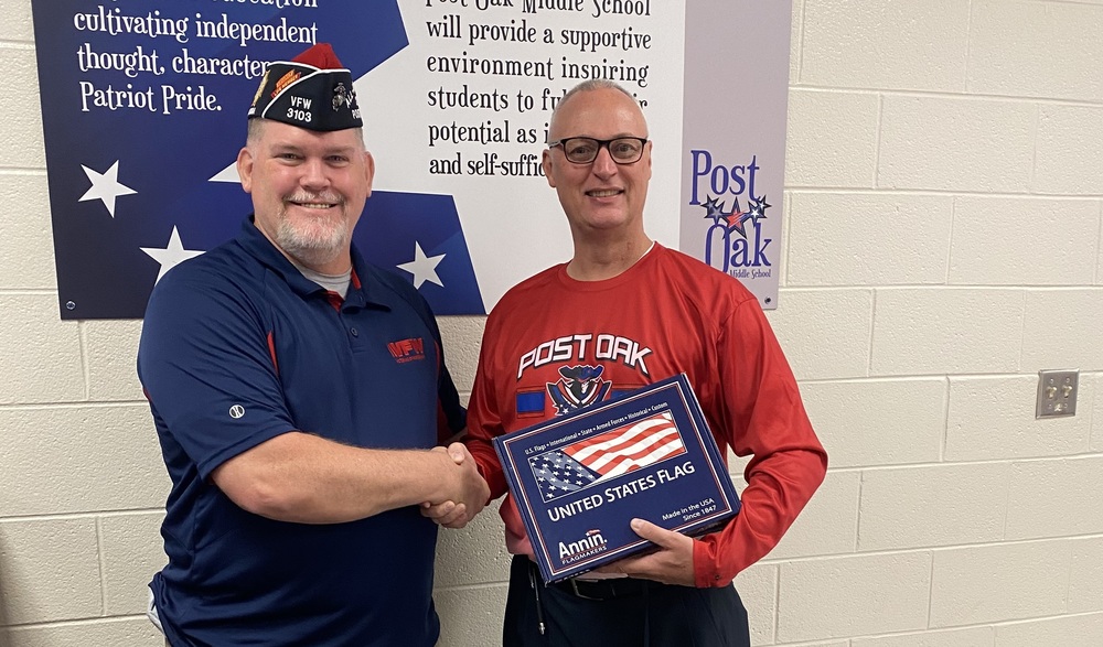 VFW Donates New Flags to POMS Post Oak Middle School