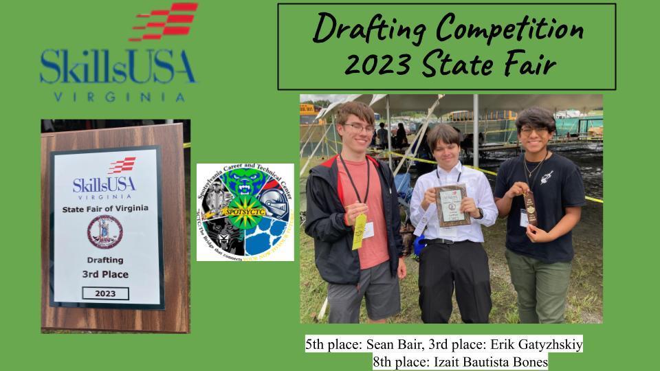 Congratulations to Spotsylvania Career and Tech Center Drafting