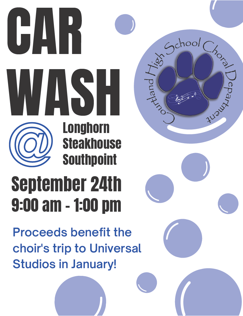 car wash flyer for courtland high school choral department